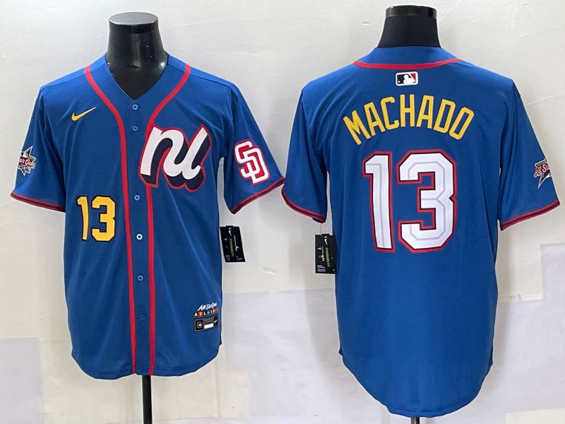 Men San Diego Padres #13 Machado Blue All star Nike MLB Jersey style 5->san diego padres->MLB Jersey